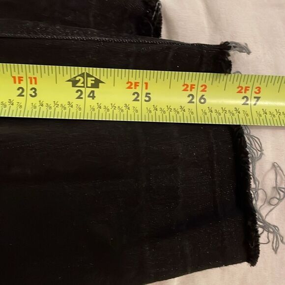 Spanx Black Distressed Pull On Ankle Skinny Jeans Womens Size XL Raw Hem - Picture 7 of 12